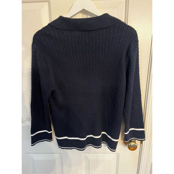 Tommy Hilfiger Navy Nautical Johnny Collar Fine Cable Knit Sweater sz XL NWT - Picture 5 of 6